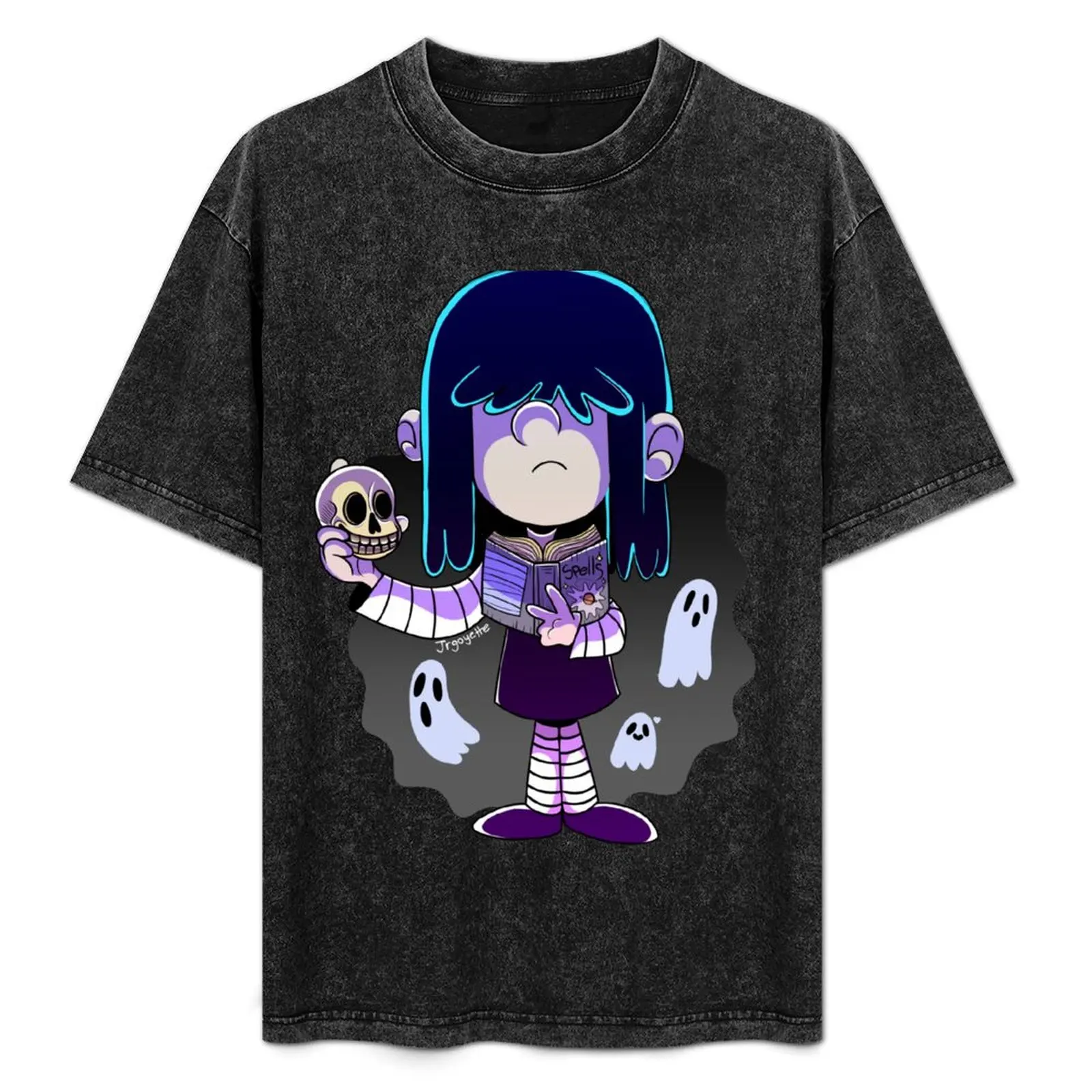 Camiseta de manga corta The Loud House Lucy Loud con diseño de libro de hechizos y calavera para uso diario