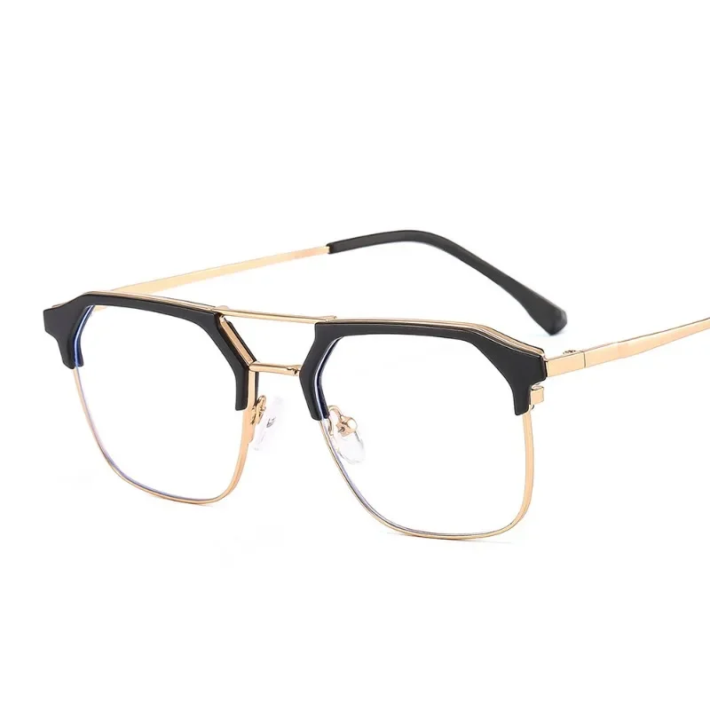 

Unisex Eyeglasses Frames Trend Fashion Personalized Glasses Men Double Beam Anti Blue Light Flat Mirror Women Clear Glasses