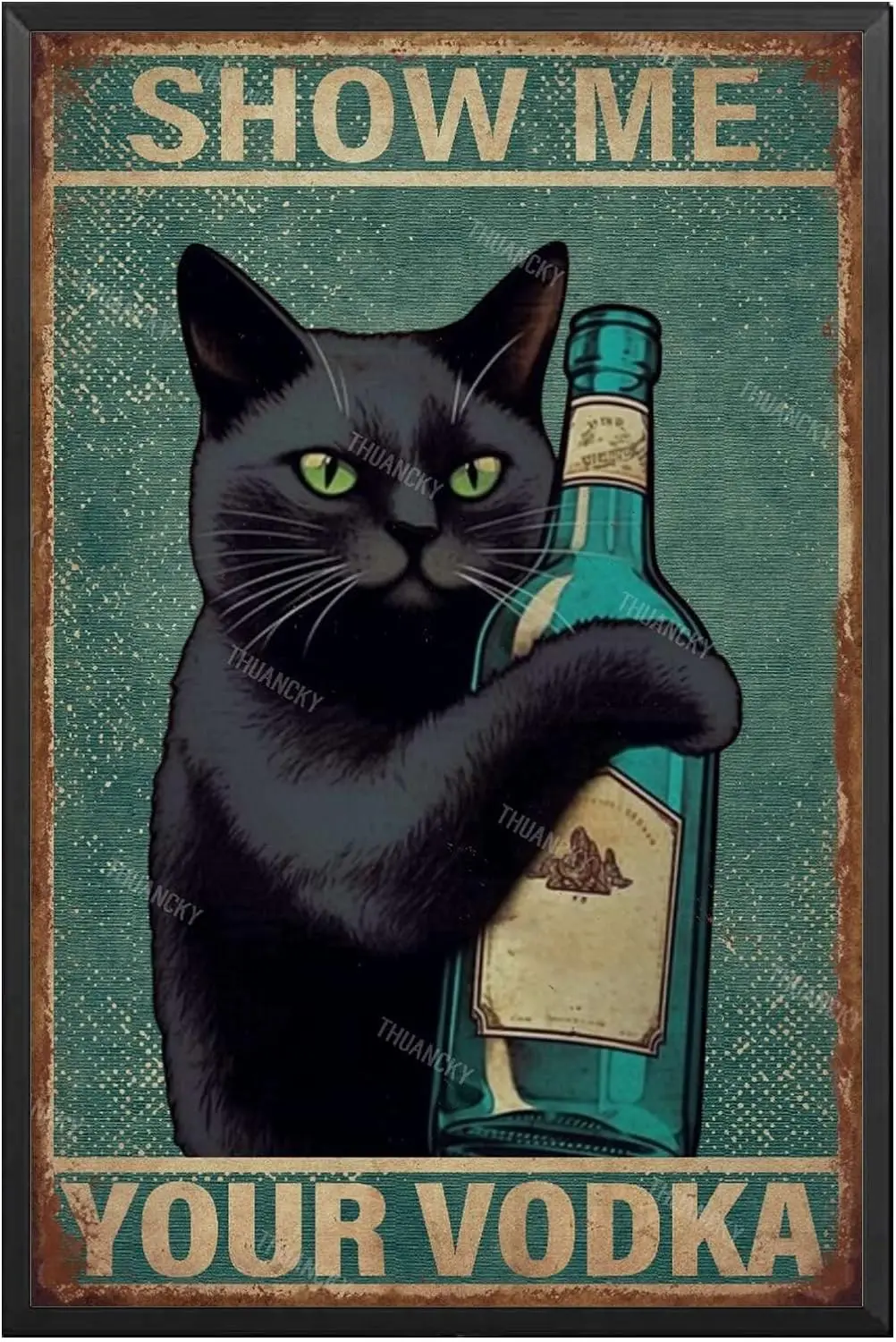 Tin Painting Funny Novelty Metal Sign Cat Show Me Your Vodka Retro Wall Decor Garage Bar Beer Sign Dorm Room Decor