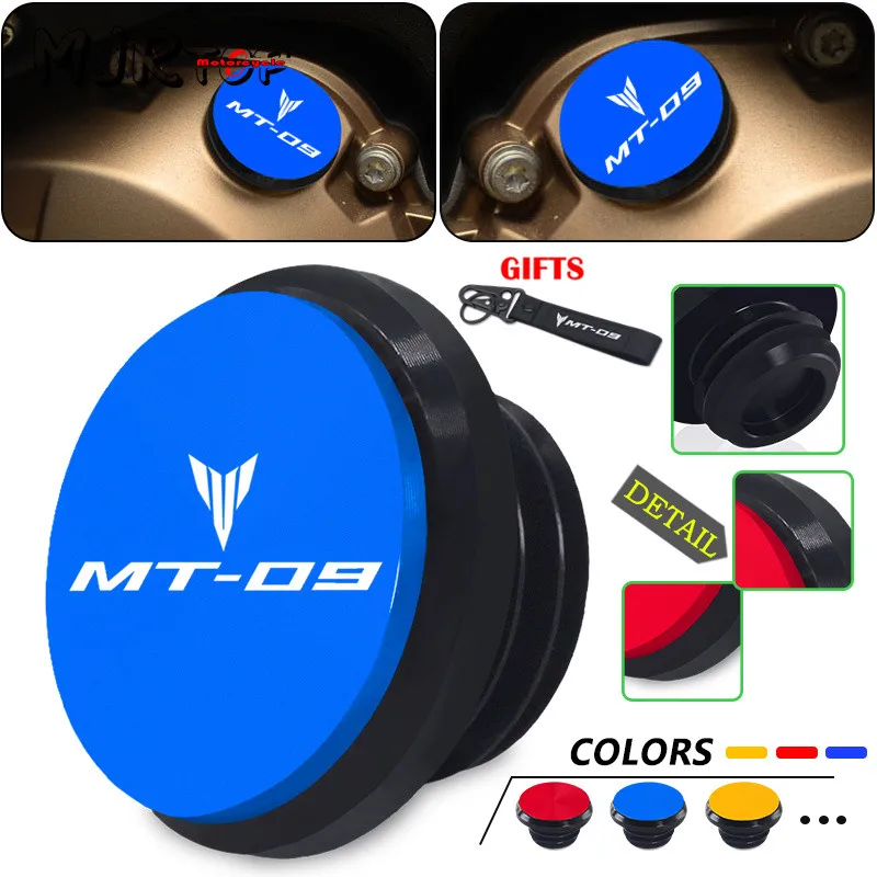 

MT09 Motorcycle Engine Oil Filler Cap Engine Screw Protection Cover Keyring For MT-09 FZ09 FJ-09 2014-2021 2022 2023 2024