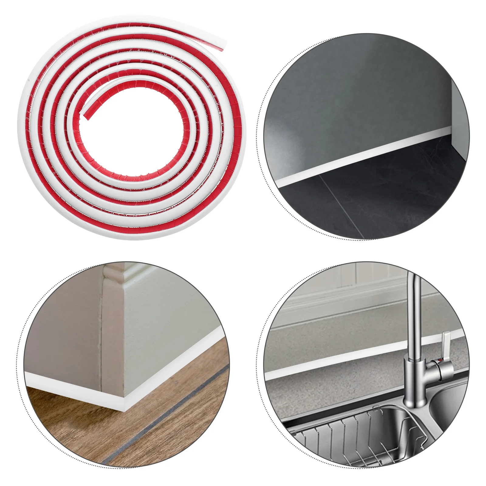 

Flexible Quarter Round Embossed Molding Trim Self Adhesive PVC Edge Strip Floor Stairs Corners Bathtub Bendable Caulking Tape