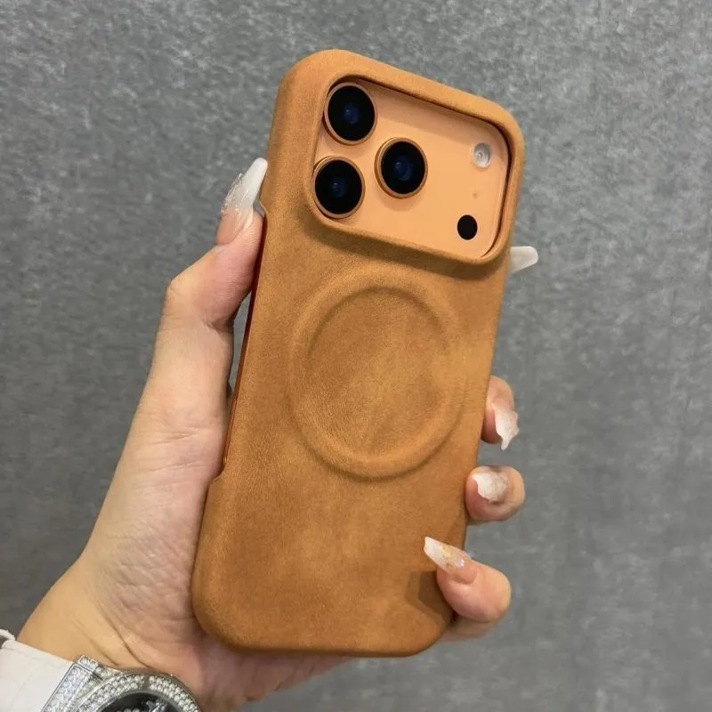 Luxury Sheepskin Feel Leather Magnetic Case for IPhone 17 Pro Max 13 12 14 15 Plus 16 Pro Max 17 Air for Magsafe Matte Cover