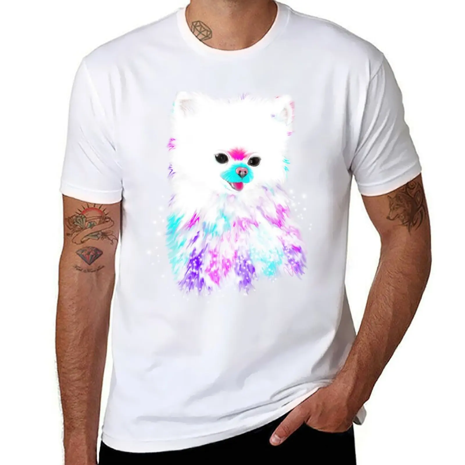 

Cute Dog Pomeranian Abstract Art T-Shirt man t shirts cotton printed t shirts for man T-Shirt