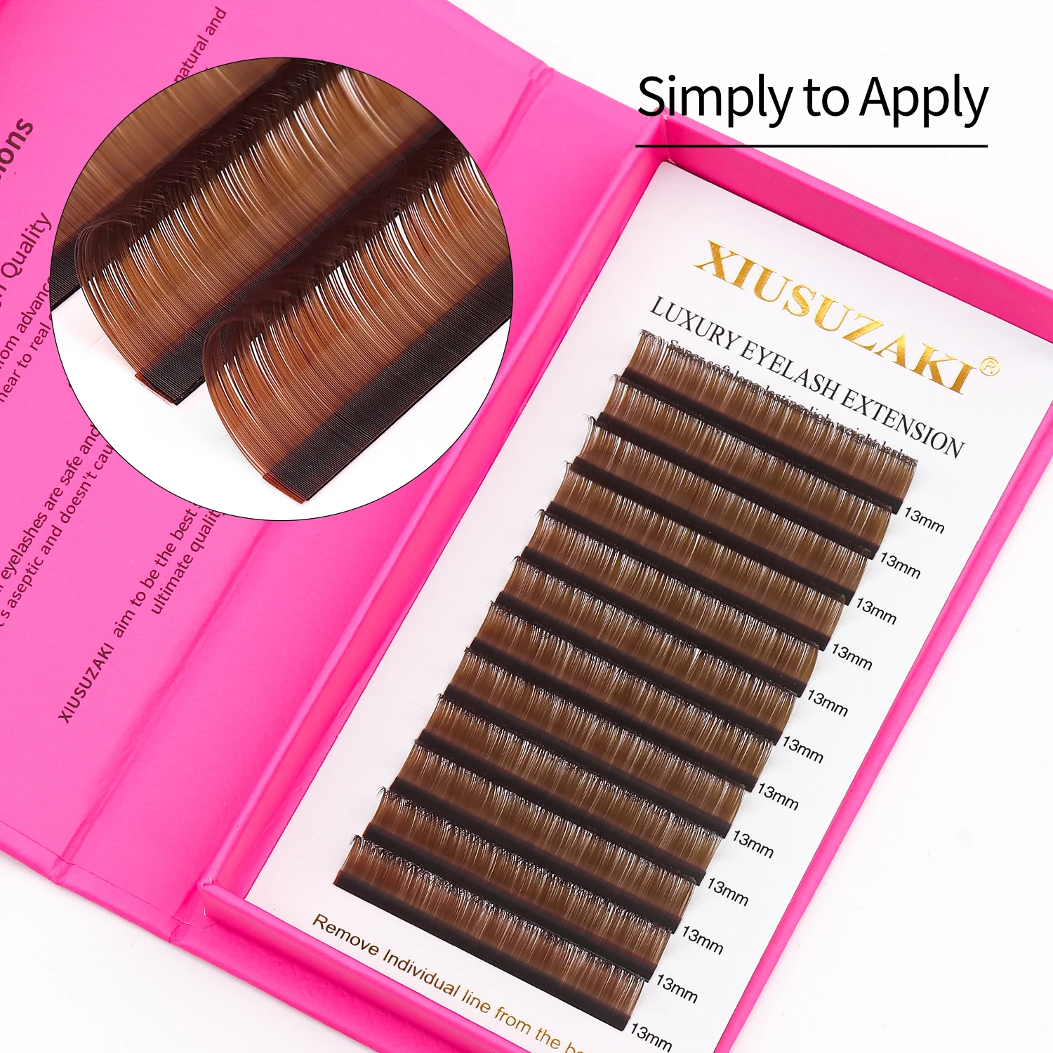 XIUSUZAKI Brown Classic Individual Eyelash Extensions Split Tips Soft Natural Light False Lash Extensions Volume Lash Supplies