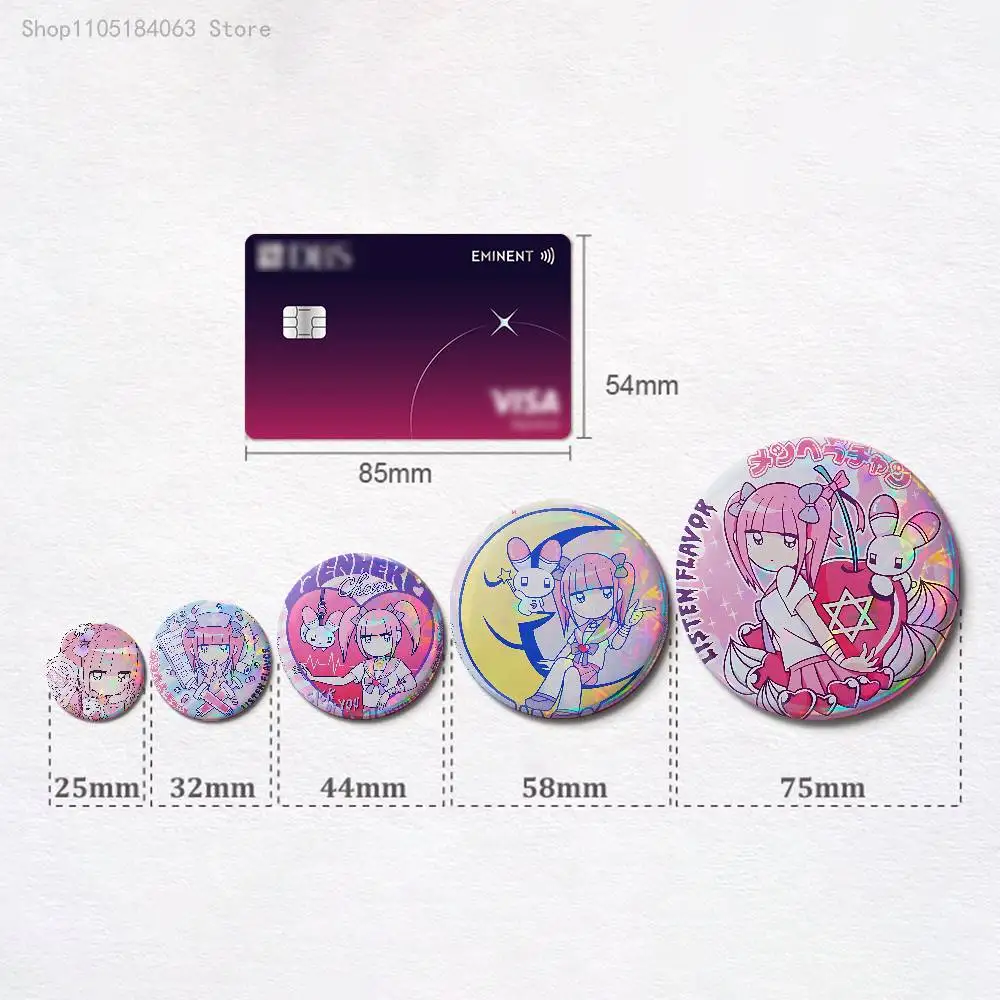 Cute M-Menhera C-Chan Girl Badges 25 32 44 58 75 mm Round Cosplay Pin Bag Decor Fans Collect Friends