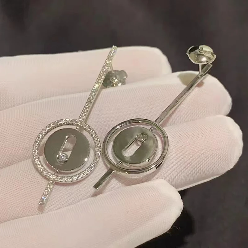 

MXK Hot sale 925 silver classic round sliding earrings for women fashion personality high-end luxury jewelry party holiday gift