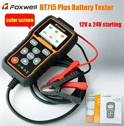 Foxwell BT715 Plus Battery Tester 12V&24V Flooded AGM EFB Gel Battery Analyzer Upgrade to Color Screen  for BT100 and BT705