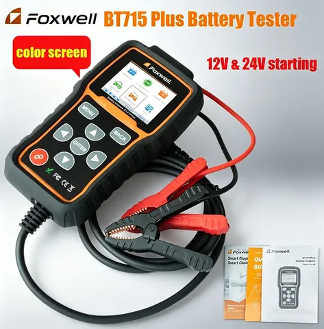 Тестер батареи Foxwell BT715 Plus, 12 В и 24 В, анализатор гелевой батареи AGM EFB, обновление цветного экрана для BT100 и BT705
