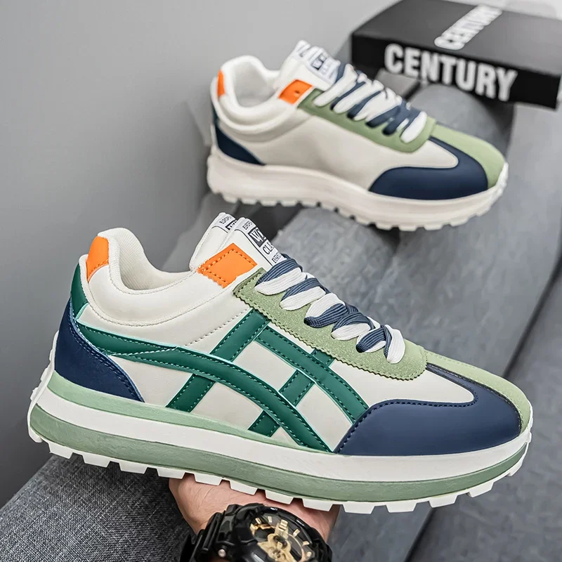 أحذية رياضية عصرية غير قابلة للانزلاق للاستخدام الخارجي Preppy كاجوال ذات ملمس قابلة للتنفس وناعمة ومريحة وغير قابلة للانزلاق ومقاومة للاهتراء أثناء التنقل اليومي