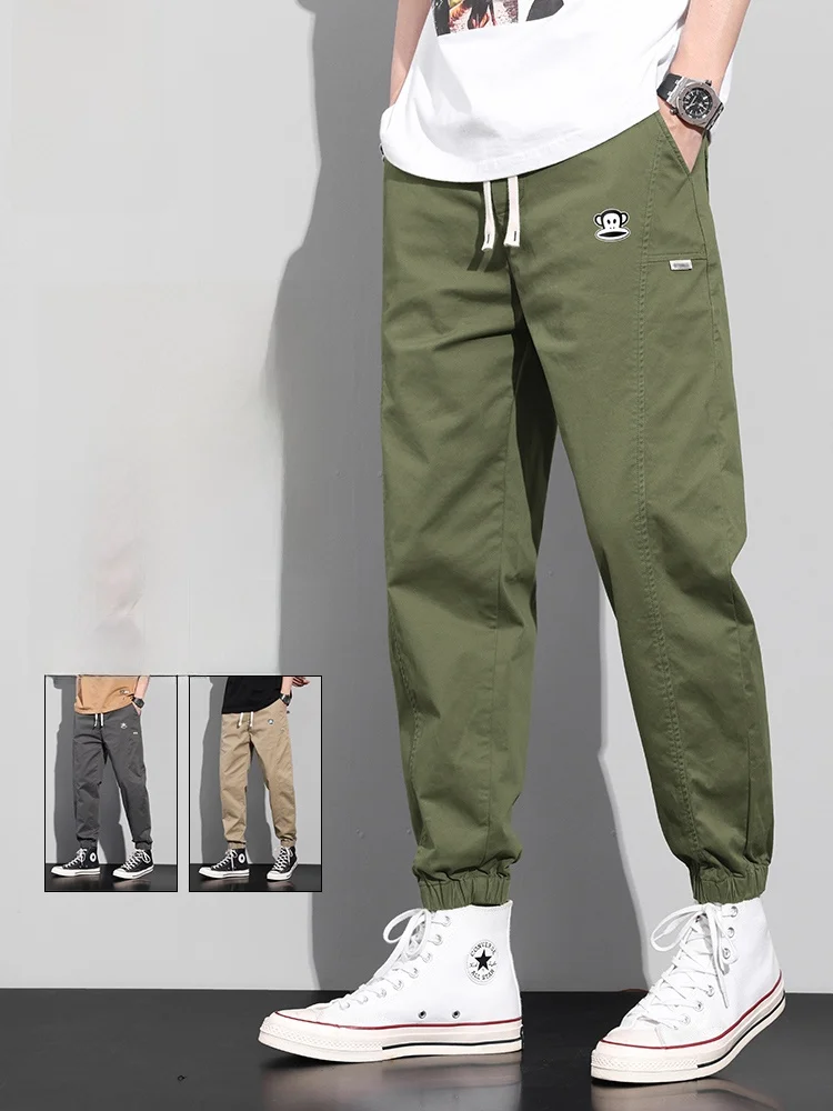 

Свободные повседневные брюки из чистого хлопка в американском ретро-стиле, рабочие брюки в стиле милитари, модные мужские брюки от трендового бренда