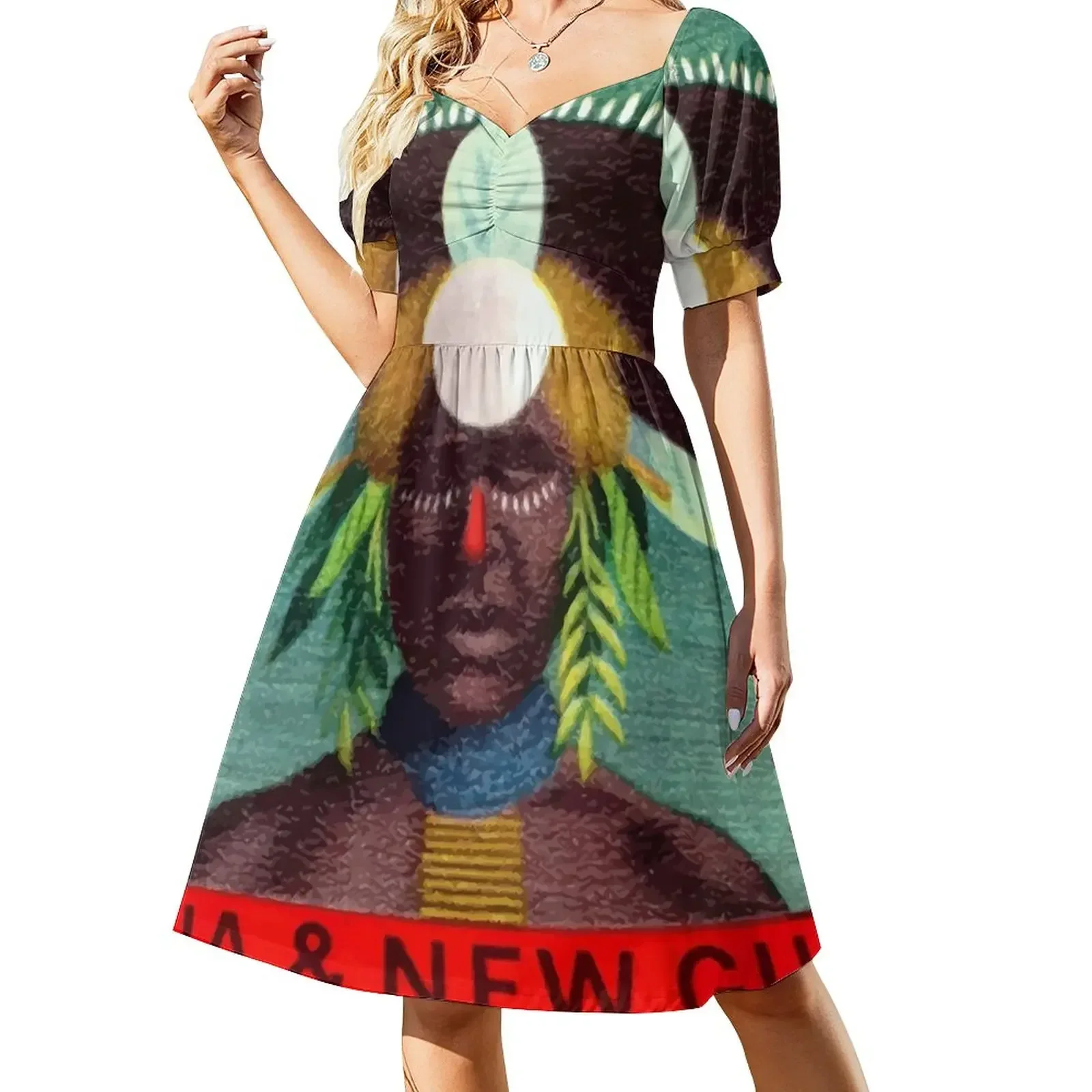 

1968 Papua New Guinea Headress 20c Postage Stamp Sleeveless Dress dresses for woman sexy dress for women Dress