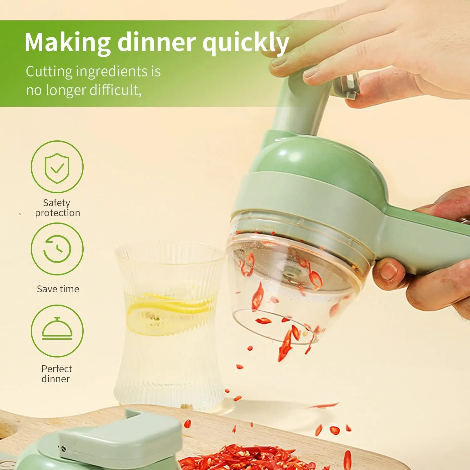 4 In 1 Vegetable Cutter Multifunctional Handheld Electric Wireless Chop Garlic Mash Minced Slice Onion Cutting Cooking Gadget