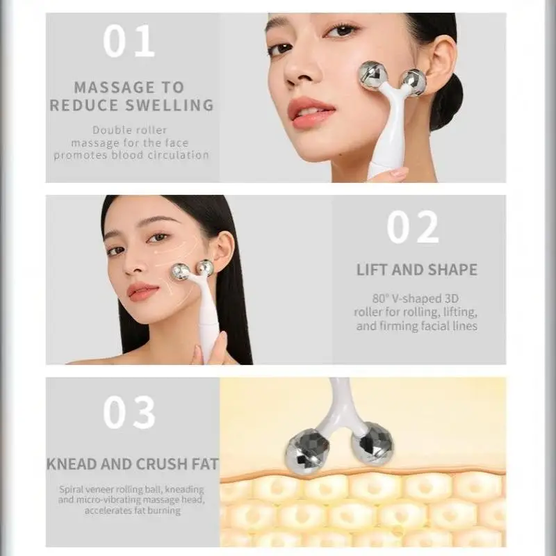 New 1Pcs V Shape Face Lifting 3D Facial Roller Massage For Full Body Relaxation Beauty Massage Stick Instruments