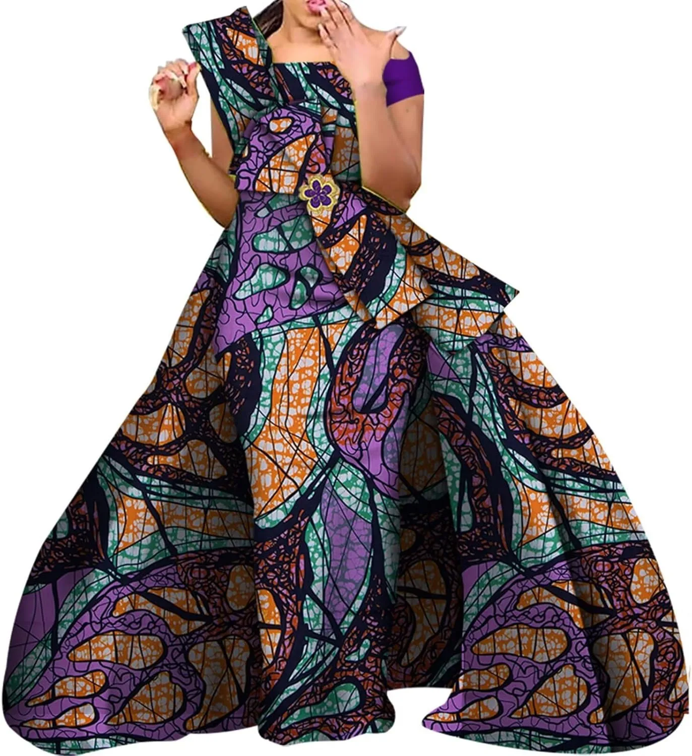 African Dresses for Women Danshiki Traditional Skirt Fashion 100% Cotton Newest Design  Dresses for Wedding  WY4630