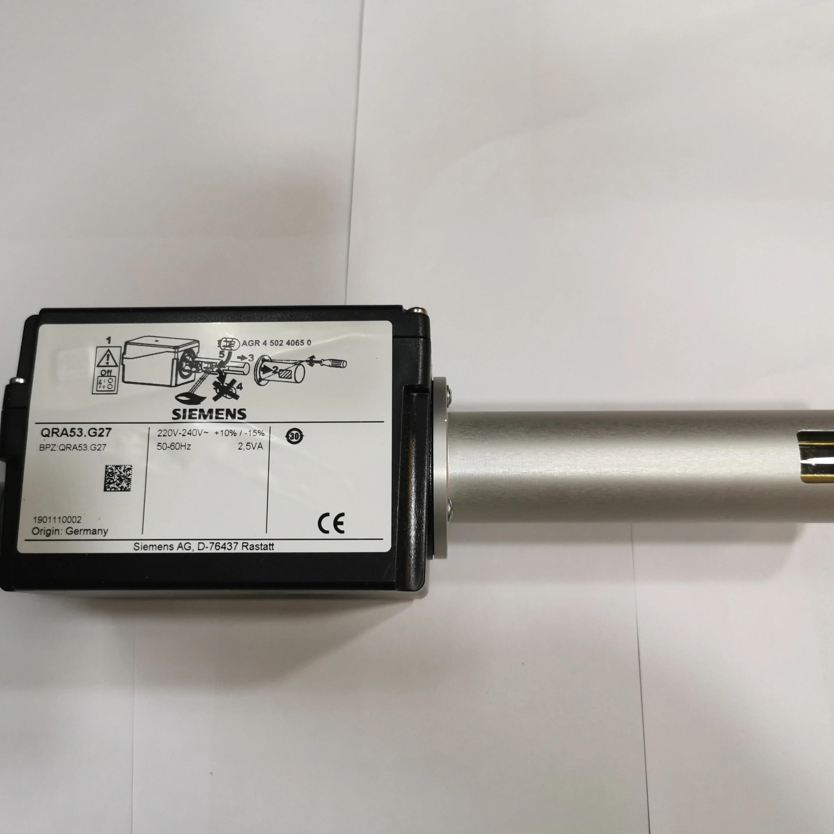 Siemens QRA53.E27 UV Flame Detector Continuous Operation Normal Sensitivity 125mm AC230V