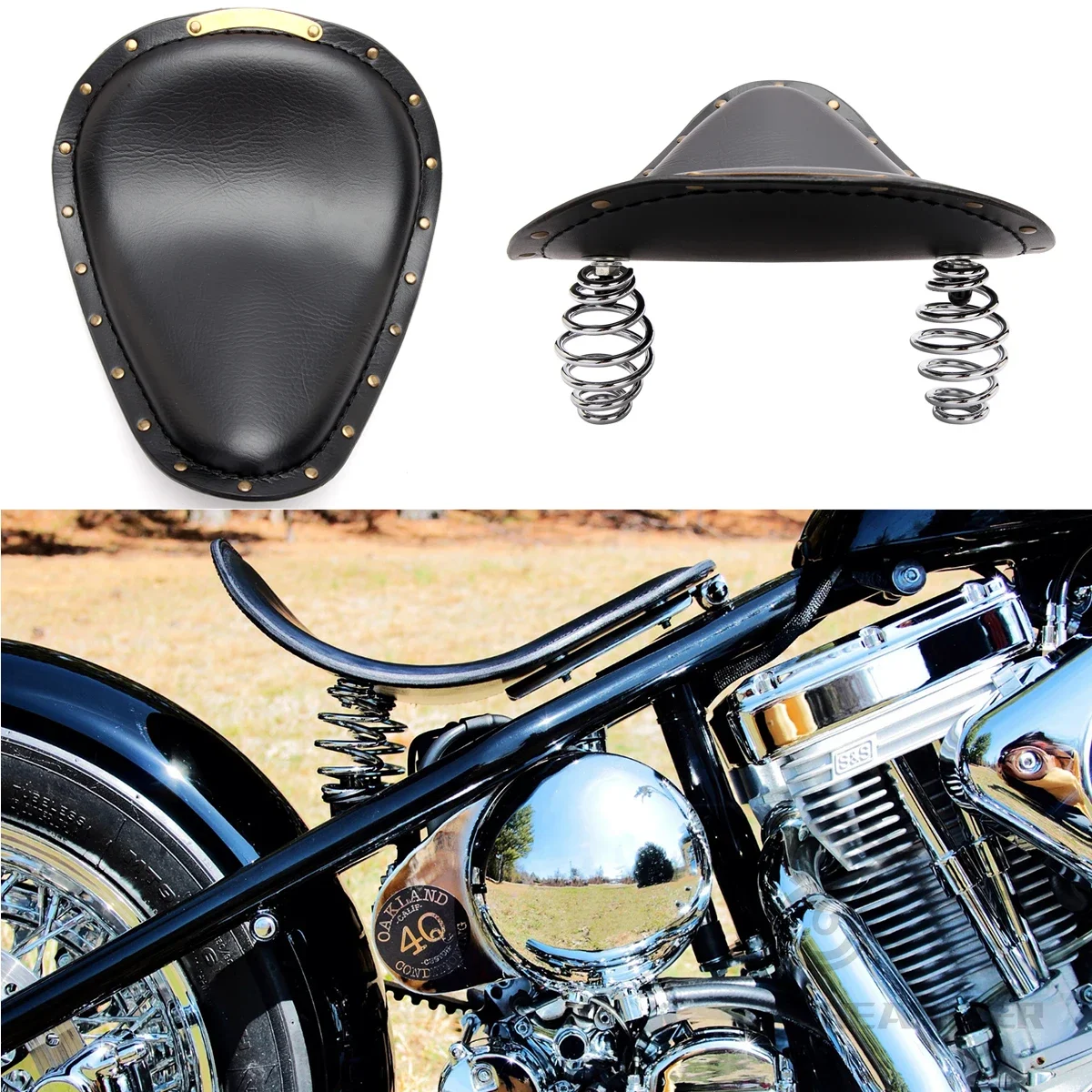 Motorcycle Retro Brown/Black Solo Seat +3