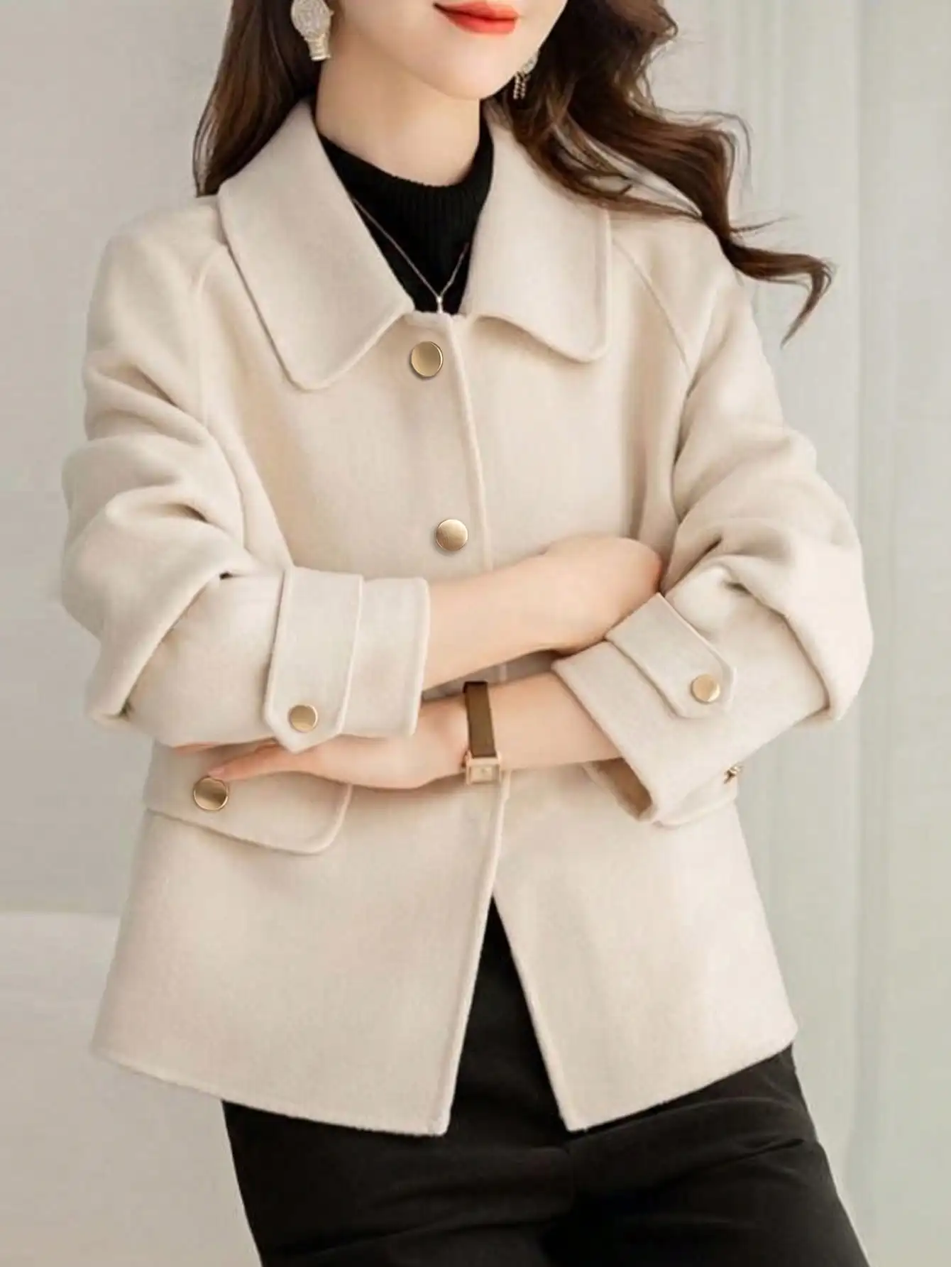 Elegant Solid Short Coats for Woman Autumn Winter Warm Woman Clothing Formal Office Female Coat Outfits New In Outerwears