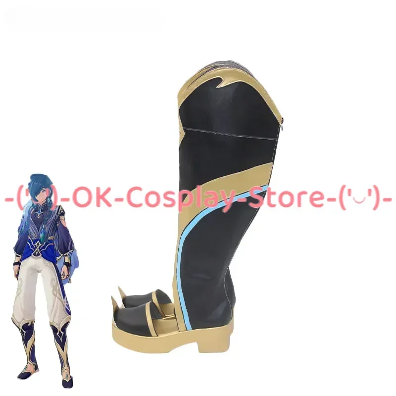 [Customized] Kaeya Cosplay Shoes Game Genshin Impact Anime Roleplay Prop Halloween Carnival Holiday Party PU Leather Boots