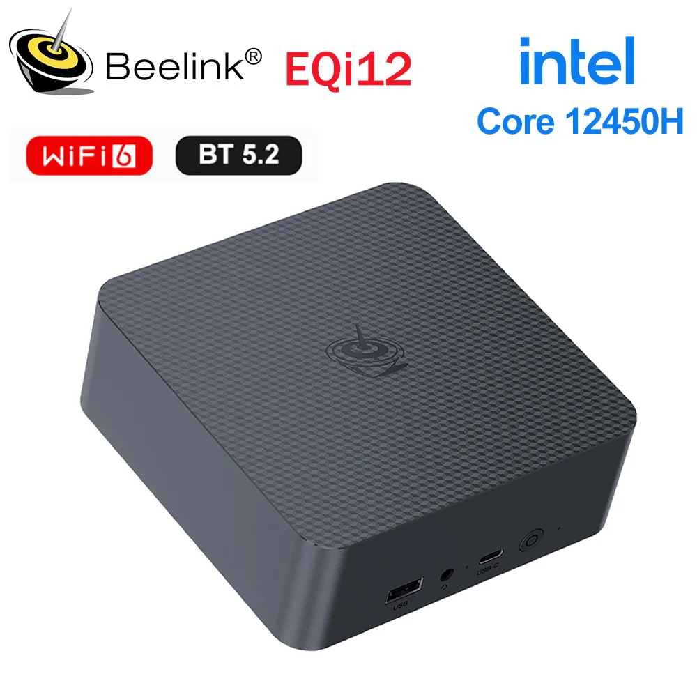 Beelink EQi12 인텔 12450H 12650H 미니 PC, AMD DDR4, 16GB RAM, 500GB, 24G, 1T SSD, WiFi6, 4K HD 데스크탑 컴퓨터, VS SER5 Pro 5800H