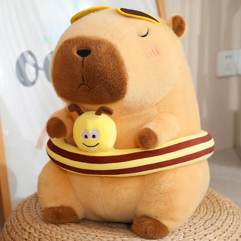 

Yellow bee Swim Ring Capybara Plush Toy Cute Simulation Beachwear Capibara Kawaii Stuffed Animal kapibala Birthday Travel Gifts