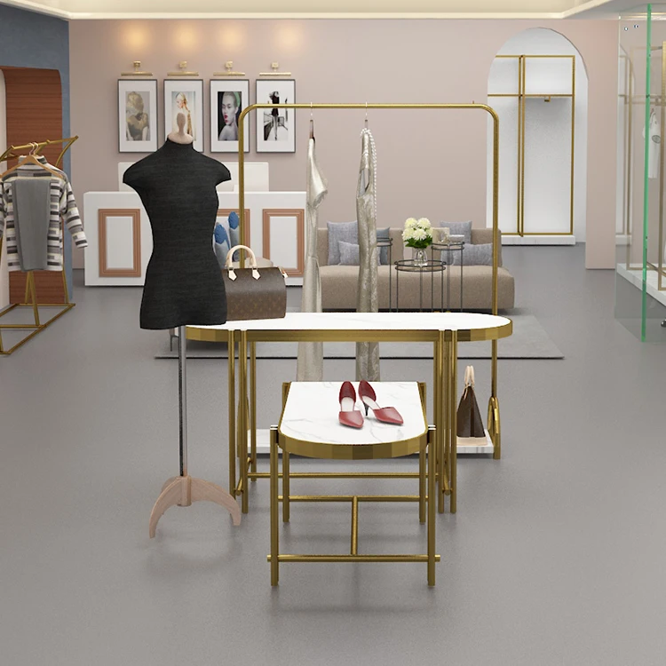 

Boutique Display Shelf Cloth Shop Decoration Clothes Stand Suit Dress Garments Rack