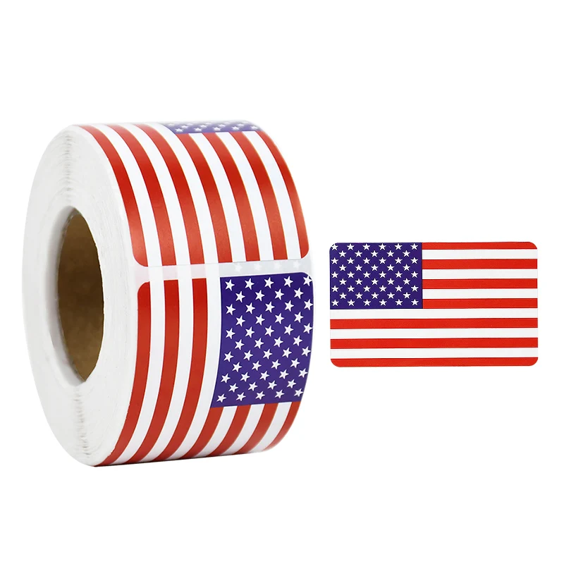 250pcs/Roll American Flag Sticker Striped Stars Printing Stickers Sealing Label USA National Day Decor DIY Scrapbooking Supplies