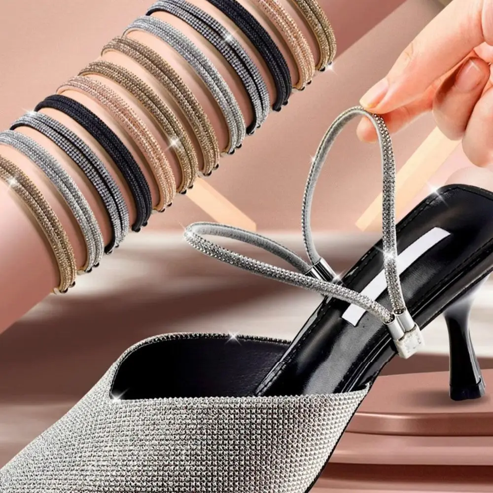 Prevent Falling Off Elastic Fixing Straps Anti-slip Straps Fashion High-heel Shoelaces Easy Installation Rhinestone