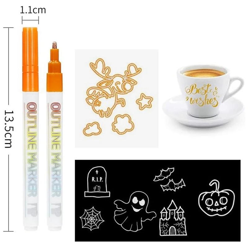 핫 메탈릭 윤곽 페인트 마커, 쉬머 윤곽 마커 펜, 시그니처 메탈릭 윤곽 페인트 마커