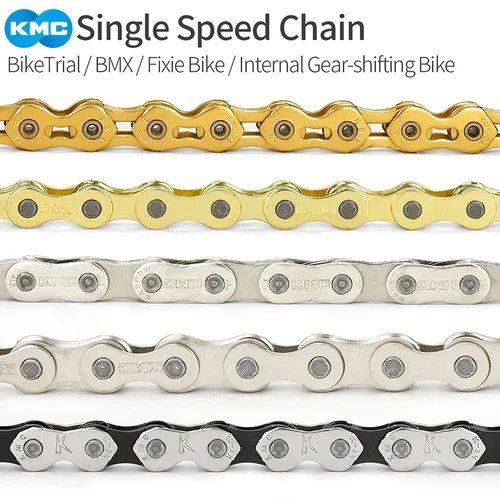 Imagen 1 del producto Cadena de bicicleta KMC, cadenas de marcha única K1, piñón fijo BMX Z1, cadena de bicicleta de 1/2 ""x 1/8"" 3/32 "", 112 eslabones para Shimano