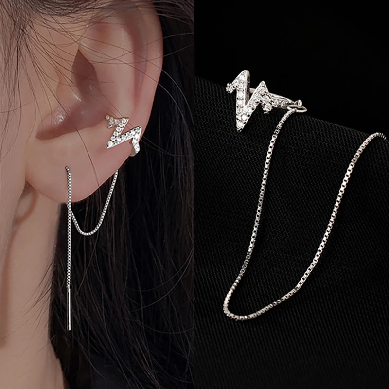 1pc Ear Cuff No Piercing Without Hole Earring for Girls Kpop Ear Clip Non Pierced Long Tassel Chain Earing for Women INS Jewelry