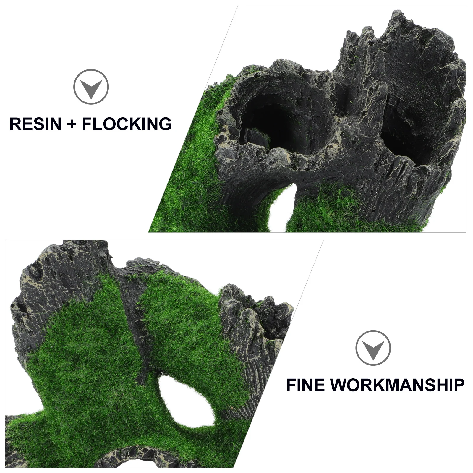 

Crystal Shrimp Hideout Resin Aquarium Tree Stump Fish Tank Decor Flocking Hole Design For Freshwater Saltwater Aquascaping Pets