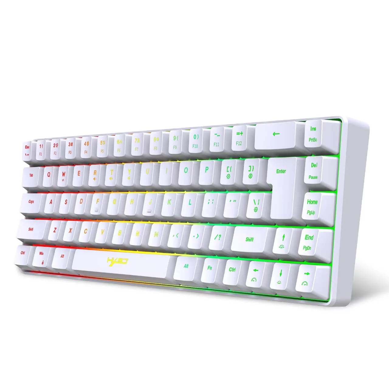 The HXSJ wired keyboard and mouse set, featuring a 68-key membrane keyboard, RGB lighting, USB plug-and-play functionality, is s view 2