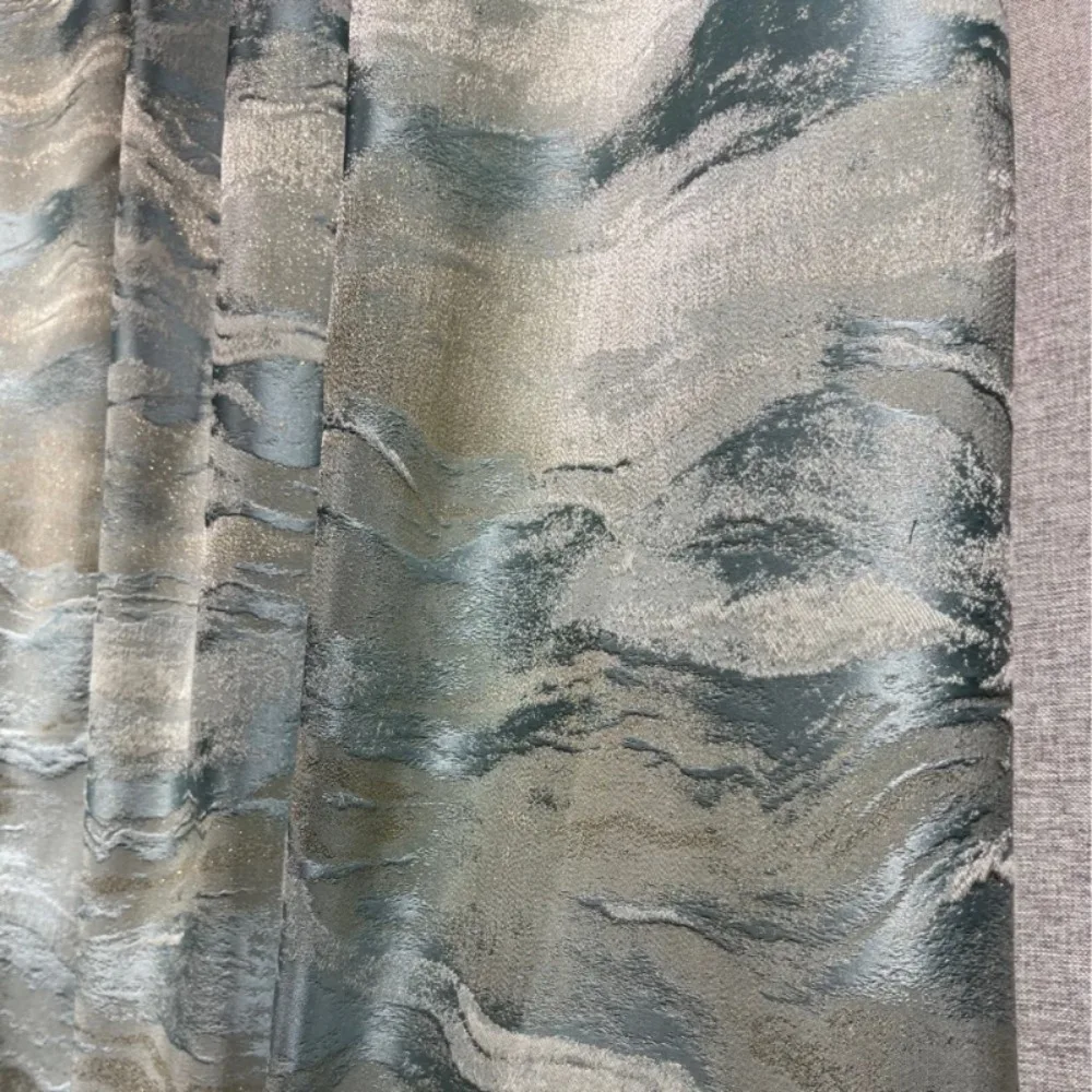 New Jacquard Curtains for Living Dining Room Bedroom Chinese Style Landscape Gold Thread Yarn-dyed Shading Simple Modern Custom