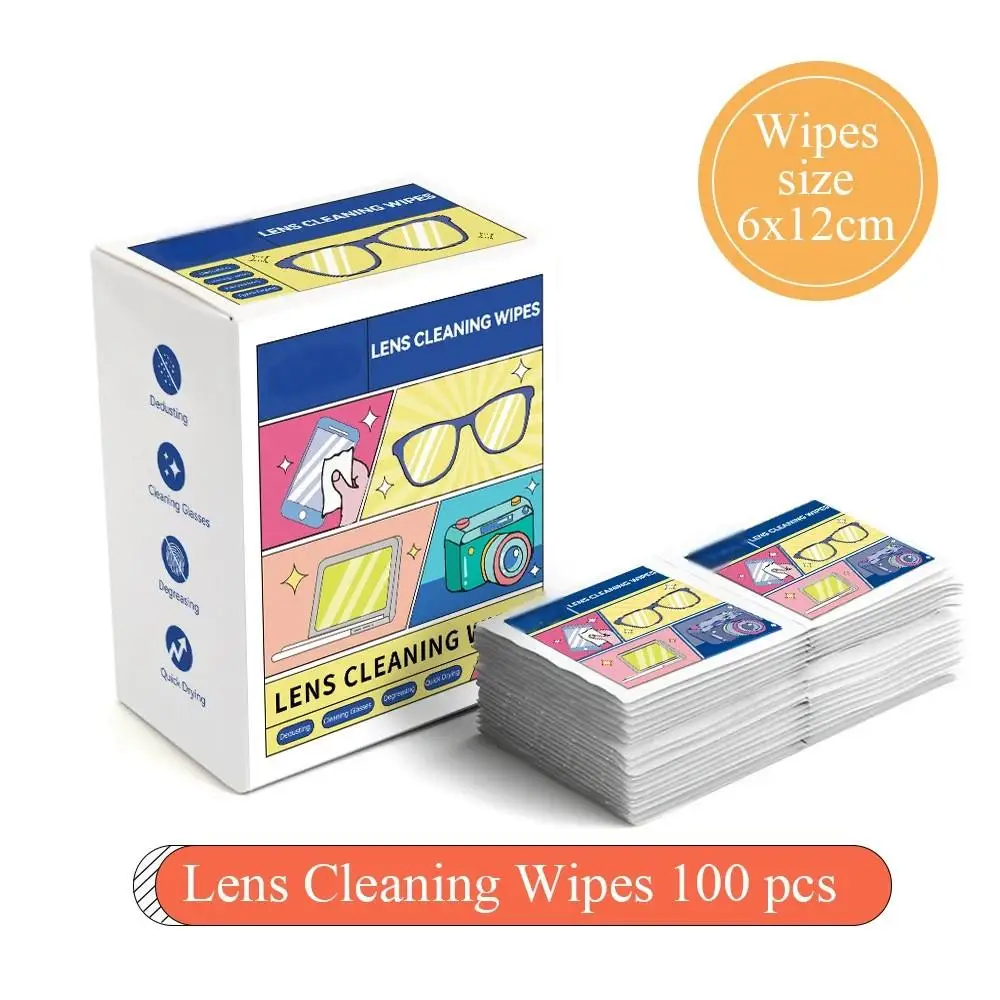 

Lens Cleaning Wipes 100 Pcs Cleaning Wipes for Glasses Computer & Laptops Screens Smart Phones Optical Lens Goggles and Watch