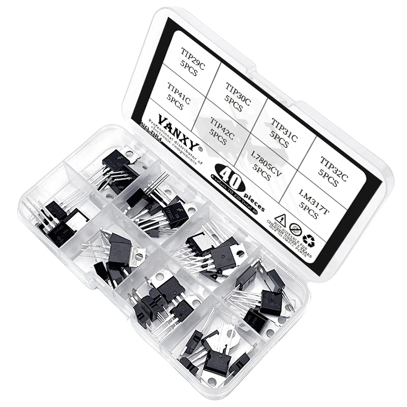 8 values darlington power transistor kit TIP29C TIP30C TIP31C TIP32C TIP41C TIP42C L7805CV LM317T TIP31 TIP32 TIP41 TIP42