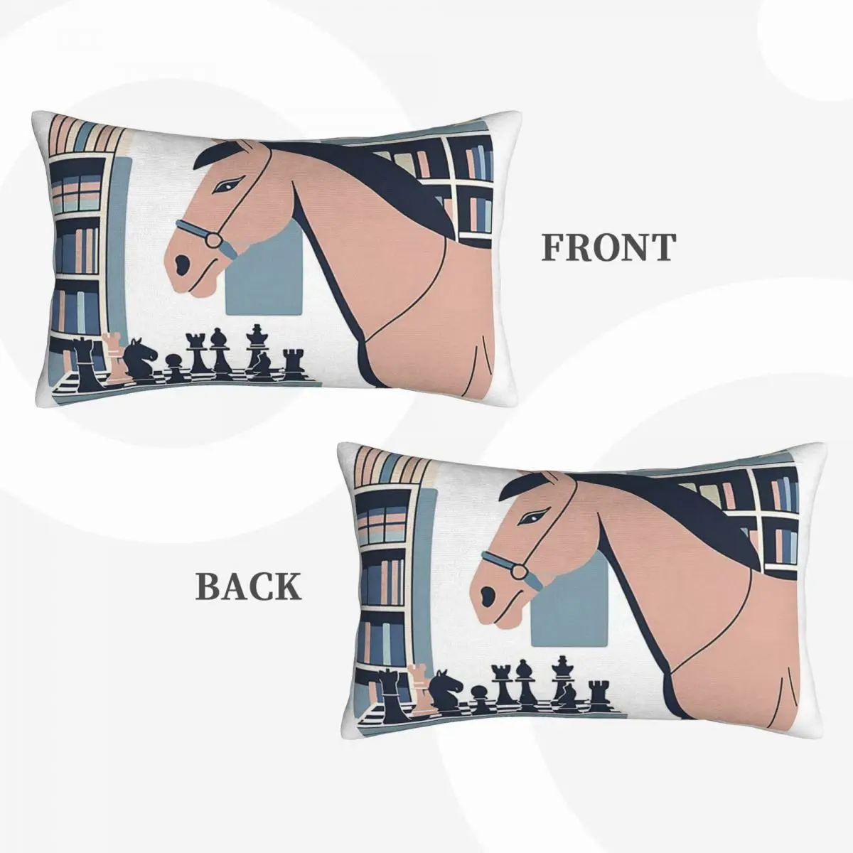 Chess & Horse Rectangle Pillowcase Cushion Cover Decorative Bedroom Bed Home Comfort Throw Pillow