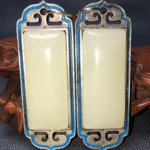 

старый серебряный дворец ручной работы, старое серебро, инкрустированное белым нефритовым драконом и фениксом, серебряный кулон, ожерелье, кулон