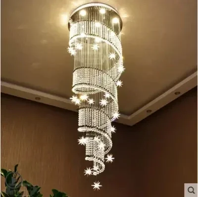 Imagem -02 - Lustre de Cristal k9 Espiral Moderno Luminária de Teto Grande com Luzes Led para Escada Longa Gu10led Instalação de Iluminação Interna e Escada