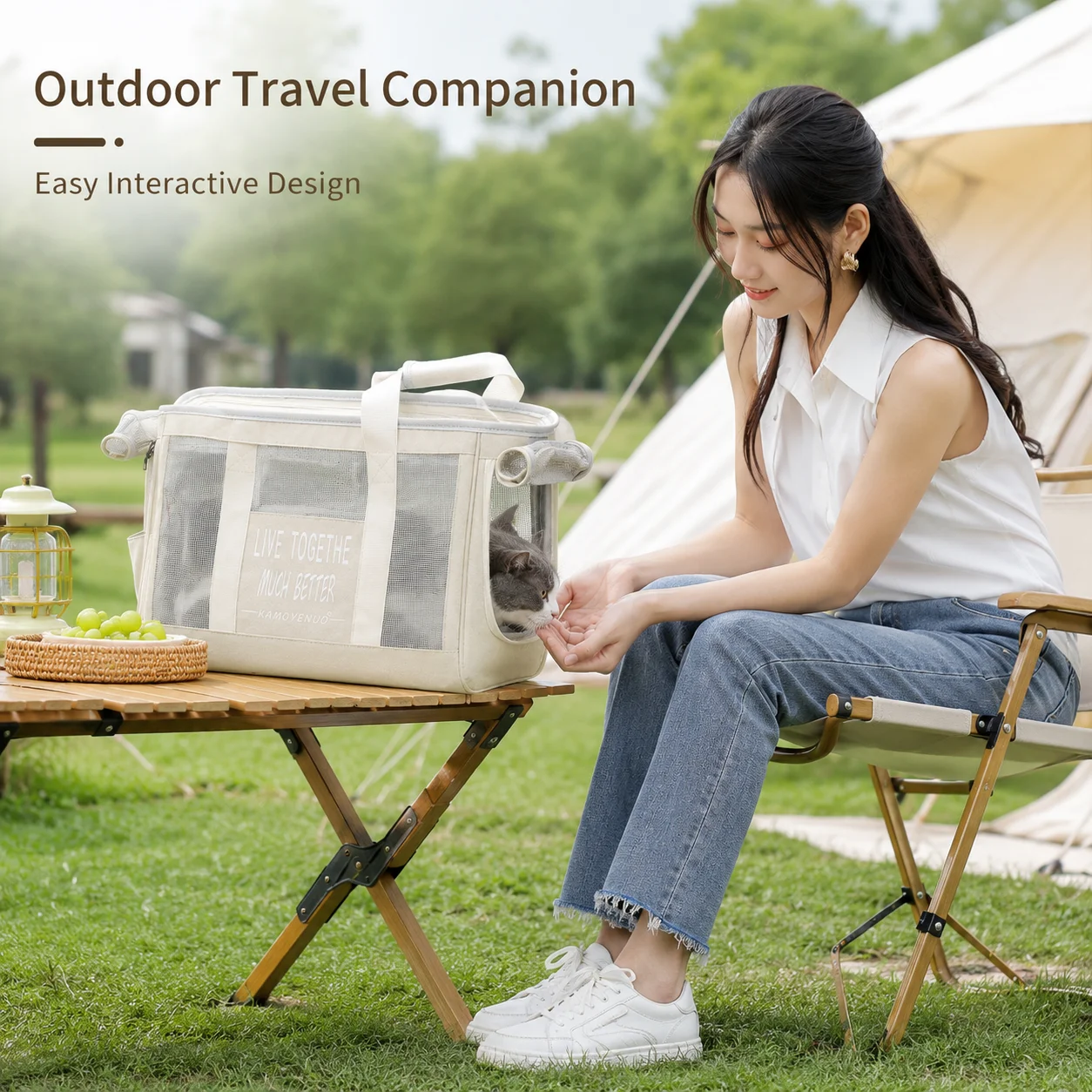 Atmungsaktive Haustier-Tragetasche für Katzen und Hunde, Reise-Handtasche mit Netzbelüftung, Tragbare Outdoor-Tasche, Weich, Leicht, Geruchshemmend, Sommer-Tasche – Detail 9