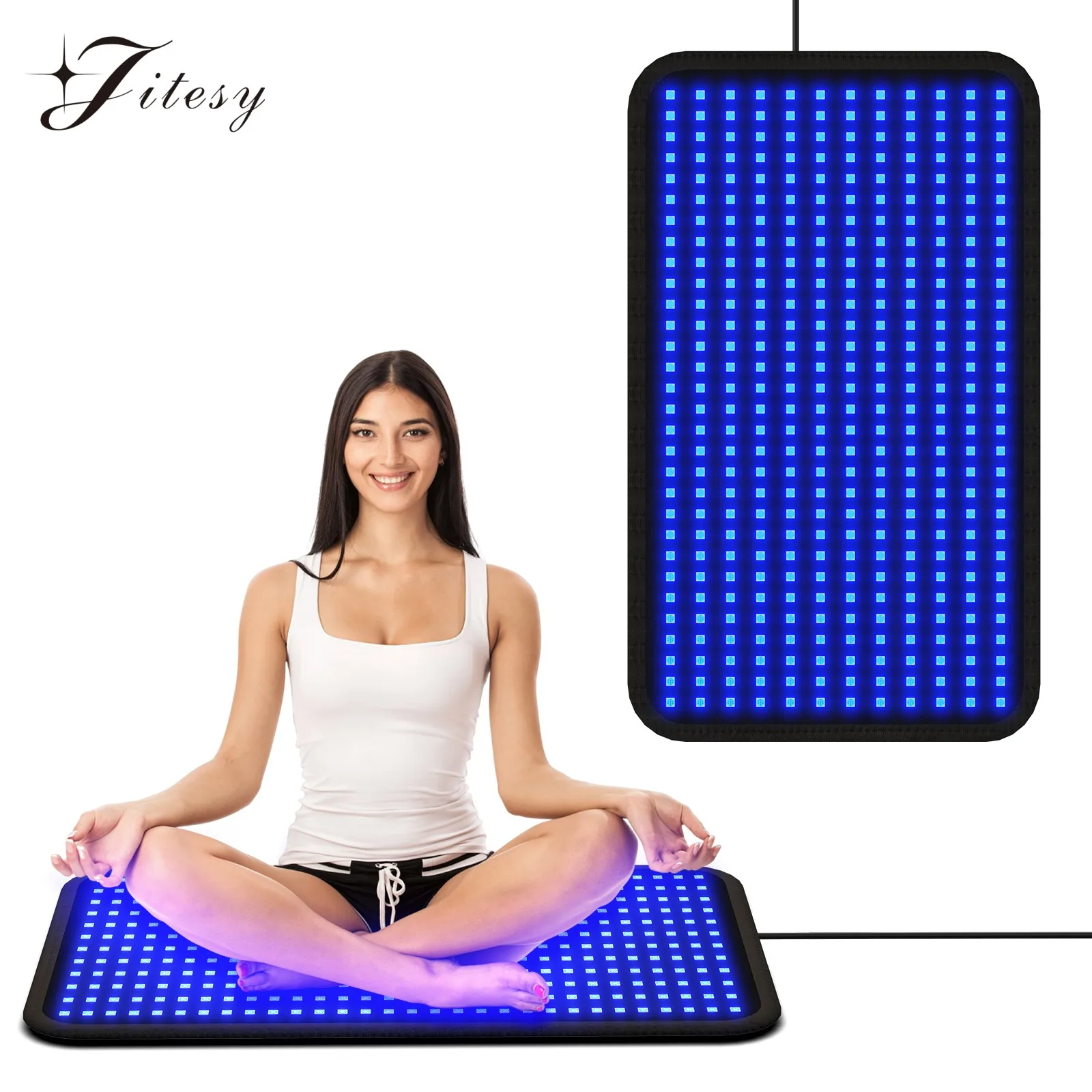 30W Solarium Tanning Lamp Mat 360PCS Blue Light Pad 460+490nm Wavelength 100*60cm UV Free Natural Bronze Tanning Mat full Body