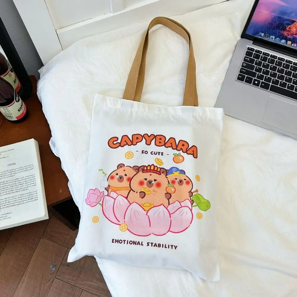 Bolso de mano de gran capacidad con estampado Kawaii de dibujos animados, bolsa de hombro reutilizable, resistente al desgaste, duradero, Tutorial