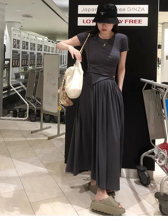 Summer New Fashion Suit T-Shirt Top Two-Piece Dress Slim Fit And Slimming For Women