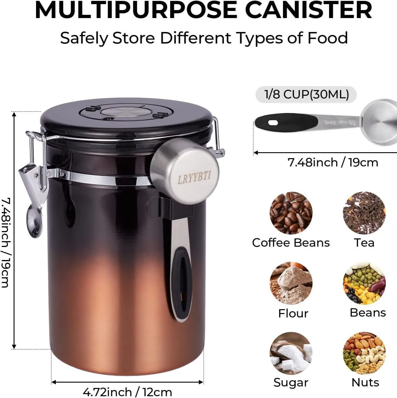 Stainless Steel Coffee Bean Storage Canister with One-Way Valve Tea And Five-Grain Sealed Container for Freshness Preservation