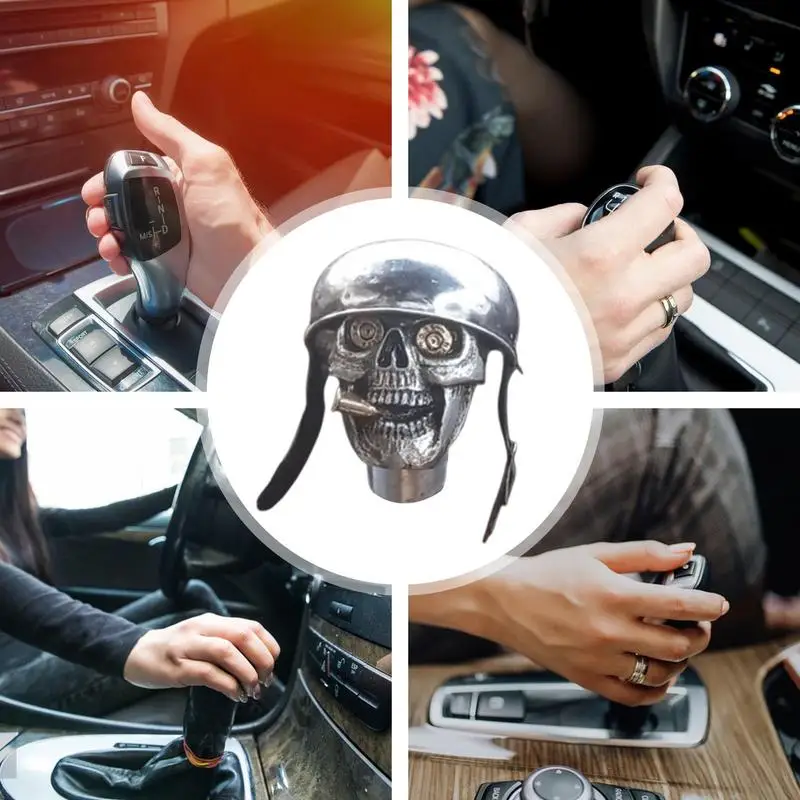 6cm sliver Skull Soldier Gear Knob Handcrafted Car Stick Alloy Gear Shift Knob Handle Shifting Knob For Manual Automatic Car