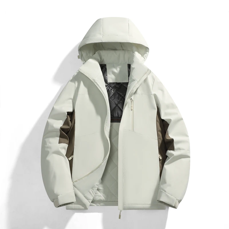 

Winter Outdoor Hiking Jackets for Men Trekking Camping with Hood Coats Windbreaker Waterproof Cotton Jacket Fashion All-match