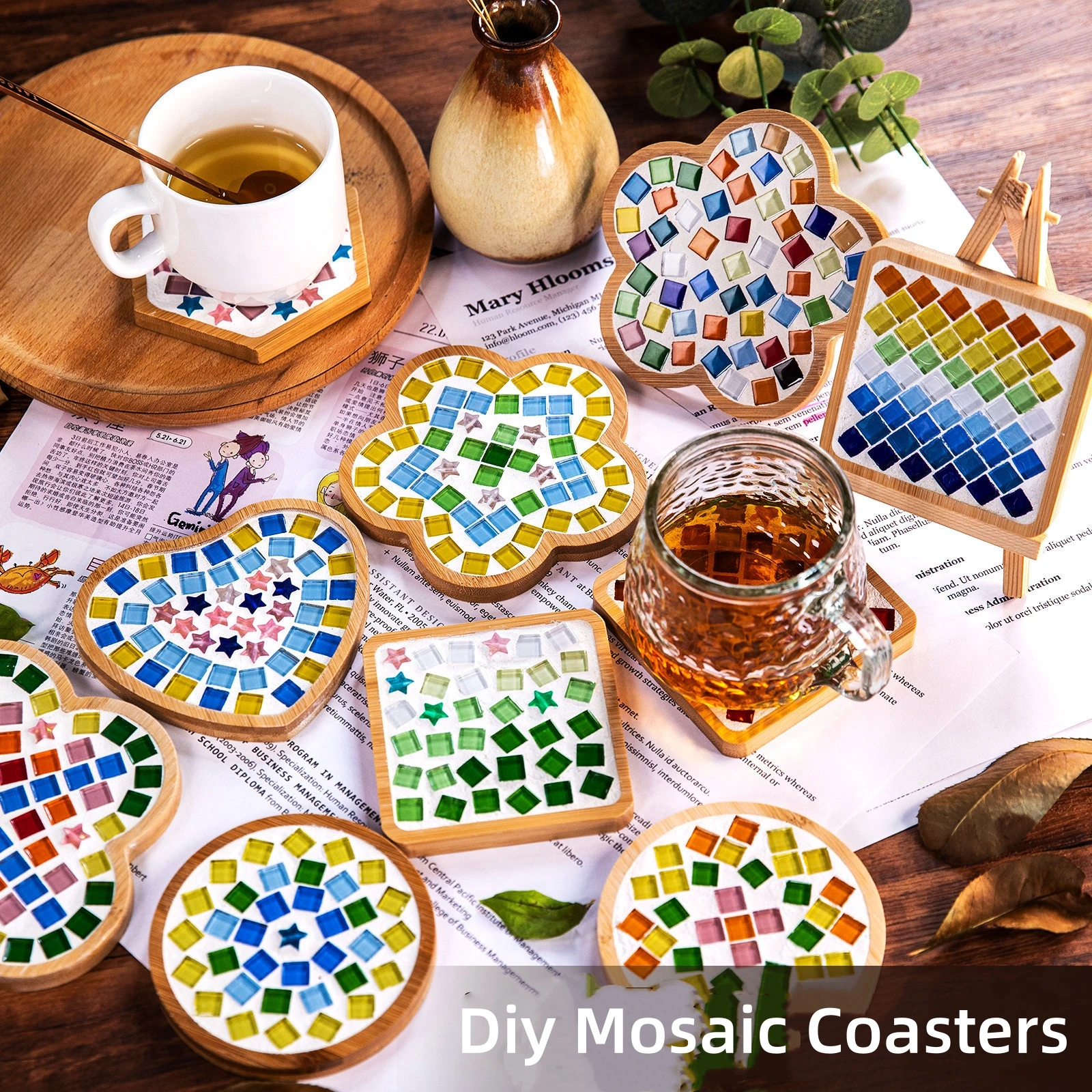 

Creative Mixed Color Mosaic Pieces Crystal Multi Blend Color Option DIY Coaster Vase Cups Handmade Crafts Mosaic Making Material