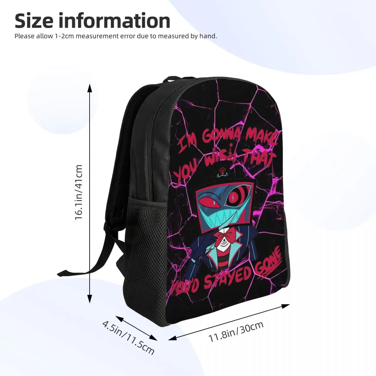 Vox stay Gone mochila Hazbin Anime Hotel Sport Backpacks para hombre Streetwear School Bags Colorful Big Rucksack