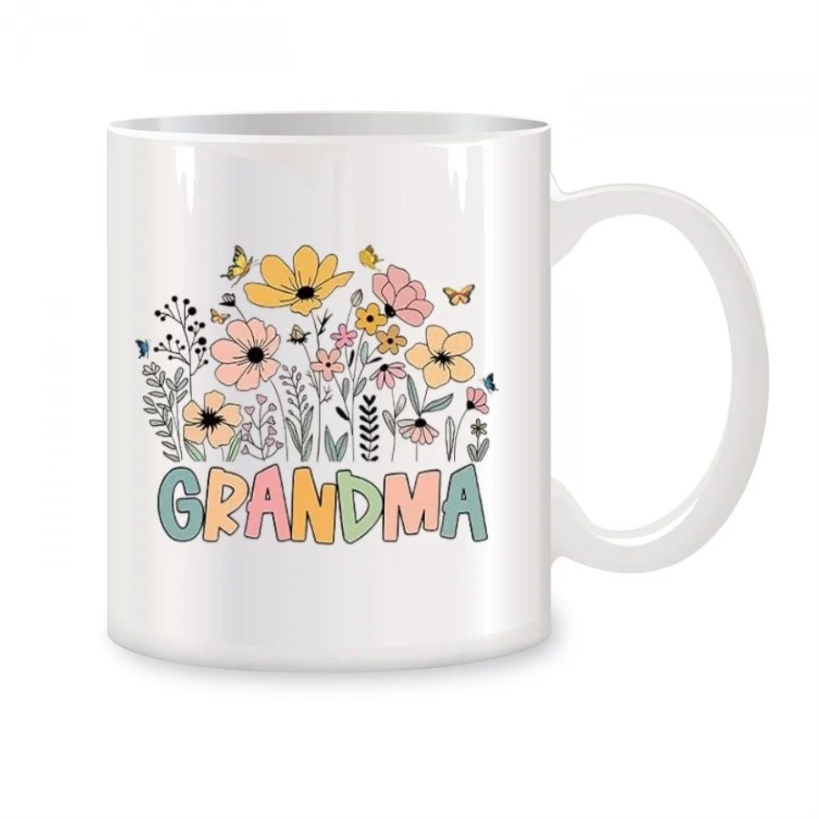 

Grandma Mugs for New Grandma from Granddaughter Grandson Birthday Novelty Coffee Ceramic Tea Cups White 11 oz