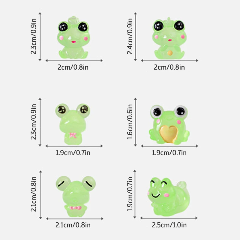 6PCS DIY decorative figurines Gift Luminous Frogs Fairy Garden Decoration Miniature Frog Figurines Glow At Night Home Decor