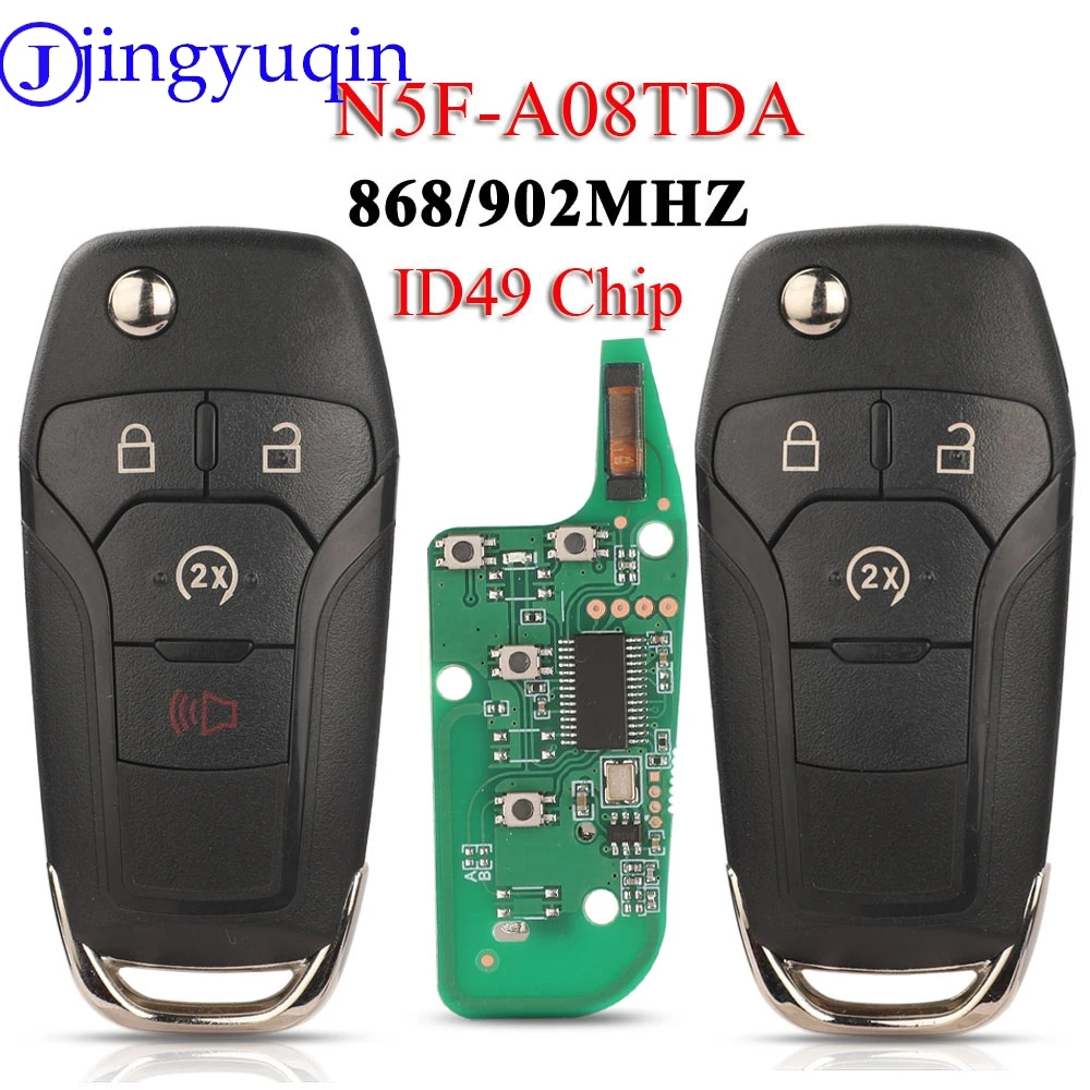 Jingyuqin 868/902MHZ PCF7945P/HITAG ID49 Chip For Ford F-150 F-250 F-350 N5F-A08TDA Foldable remote control car key Fob Durable